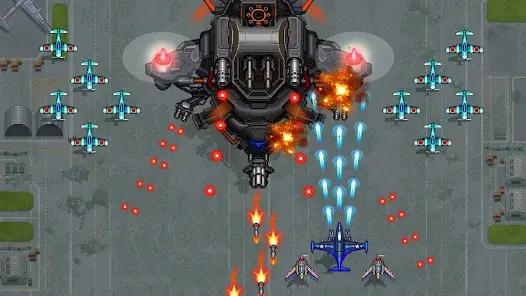 Giant boss battles in 1945 Air Force MOD APK