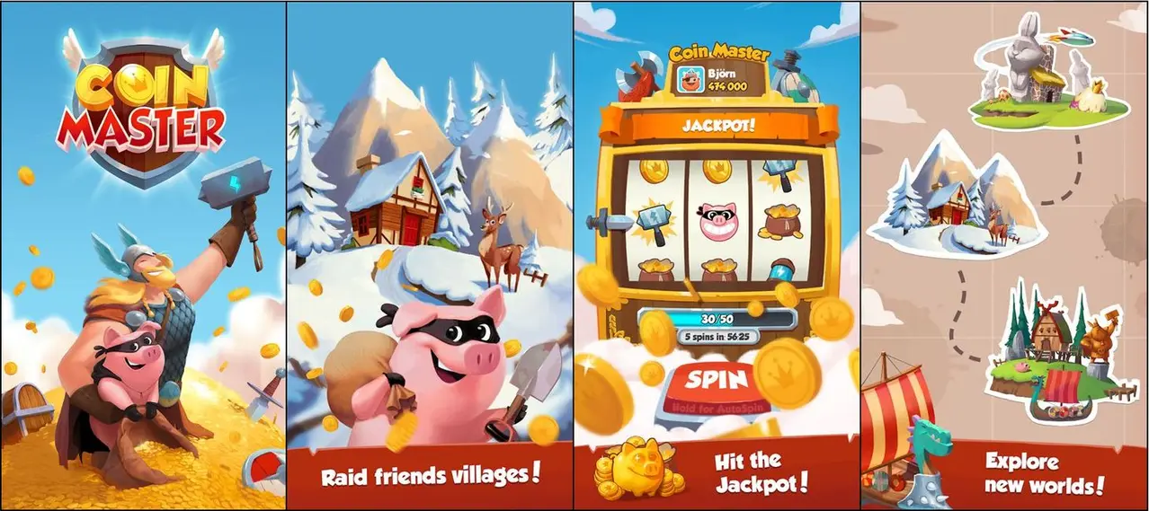 Coin Master gameplay with a colorful slot machine