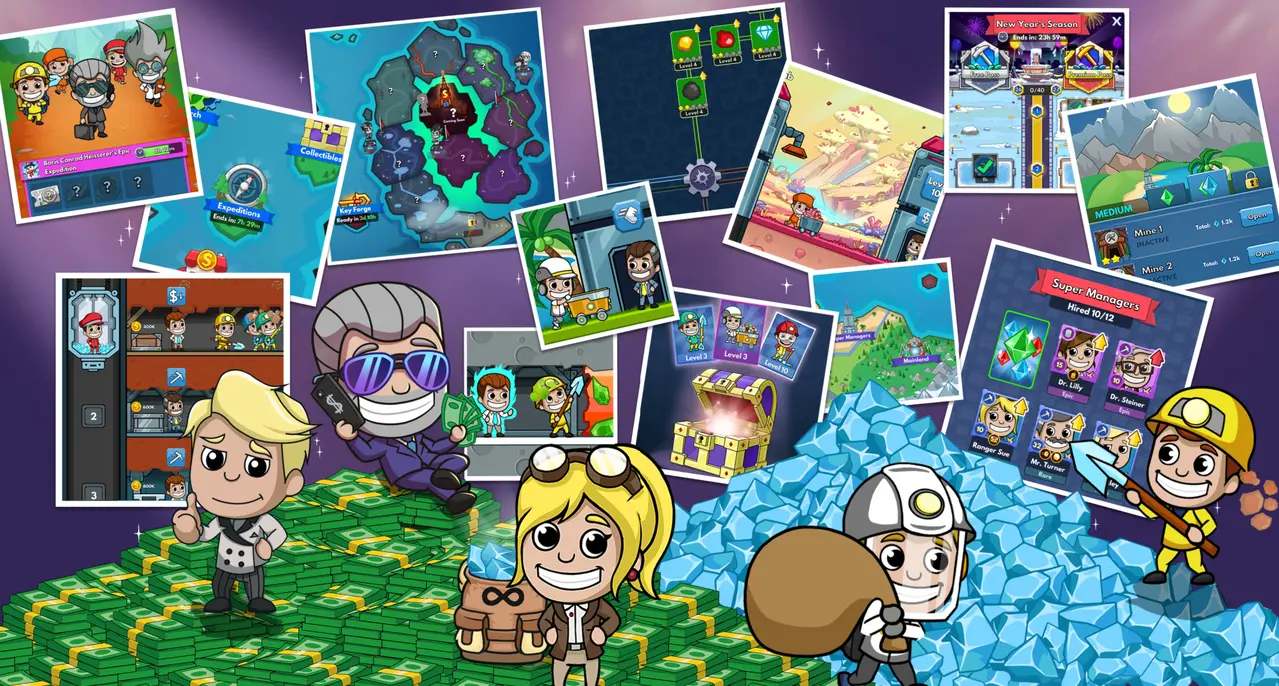 Idle Miner Tycoon gameplay quản lý mỏ đào vàng