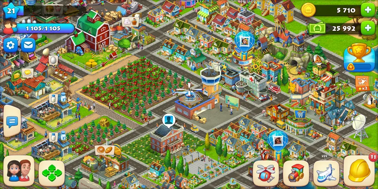 Township MOD APK image with a developing city