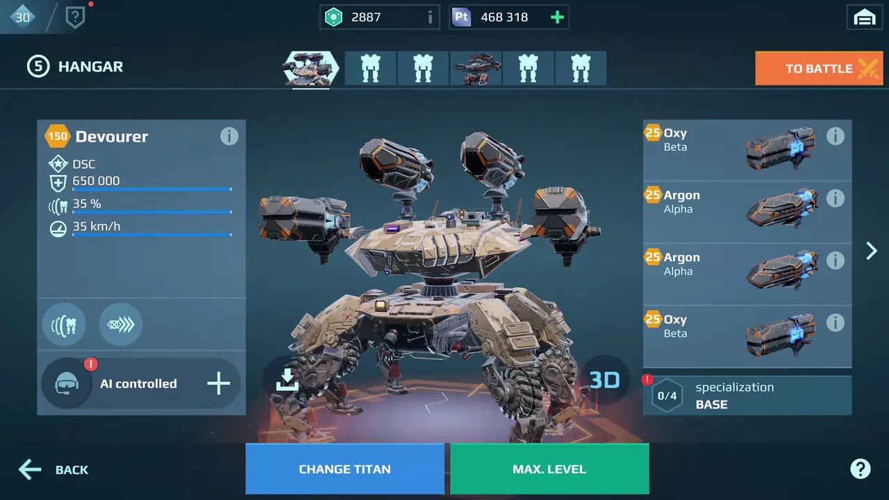 Robots and weapons in War Robots