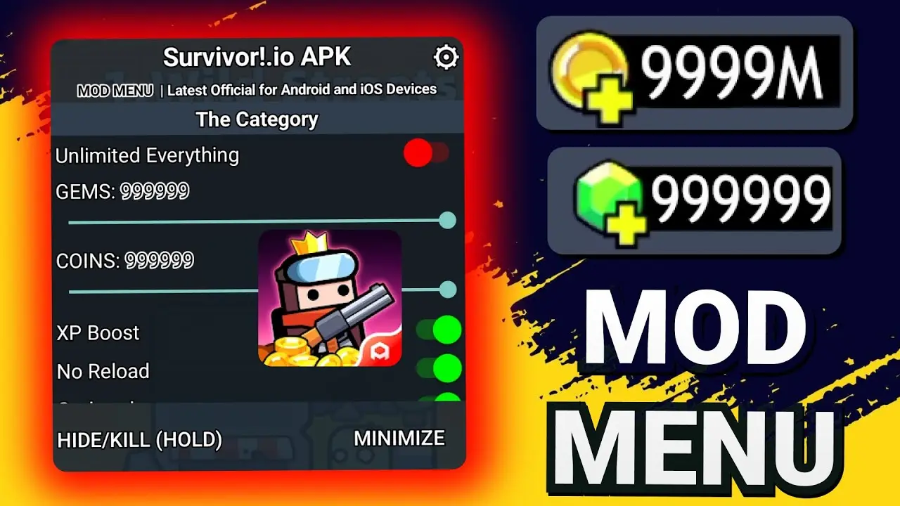 Survivor.io MOD menu interface