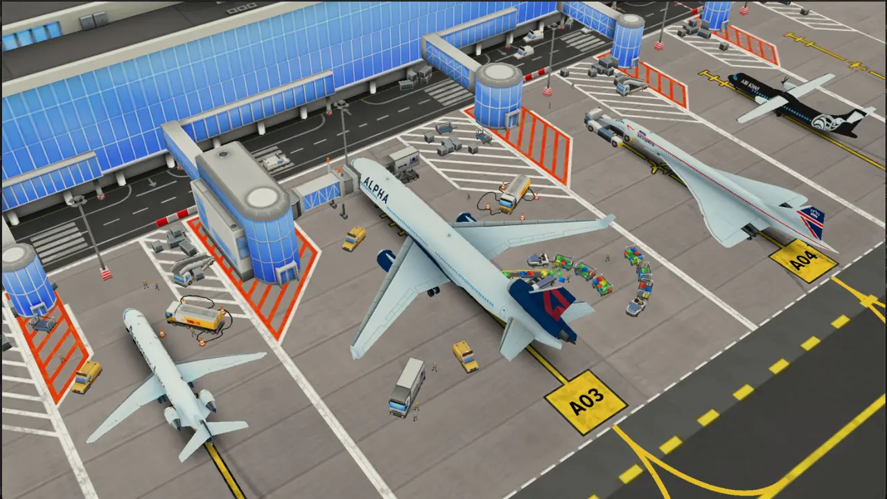 Airport management interface in Airport Simulator MOD APK