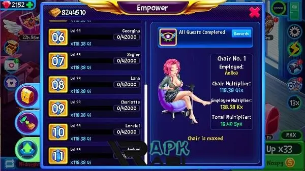 Upgrades and unlocks in Fap CEO