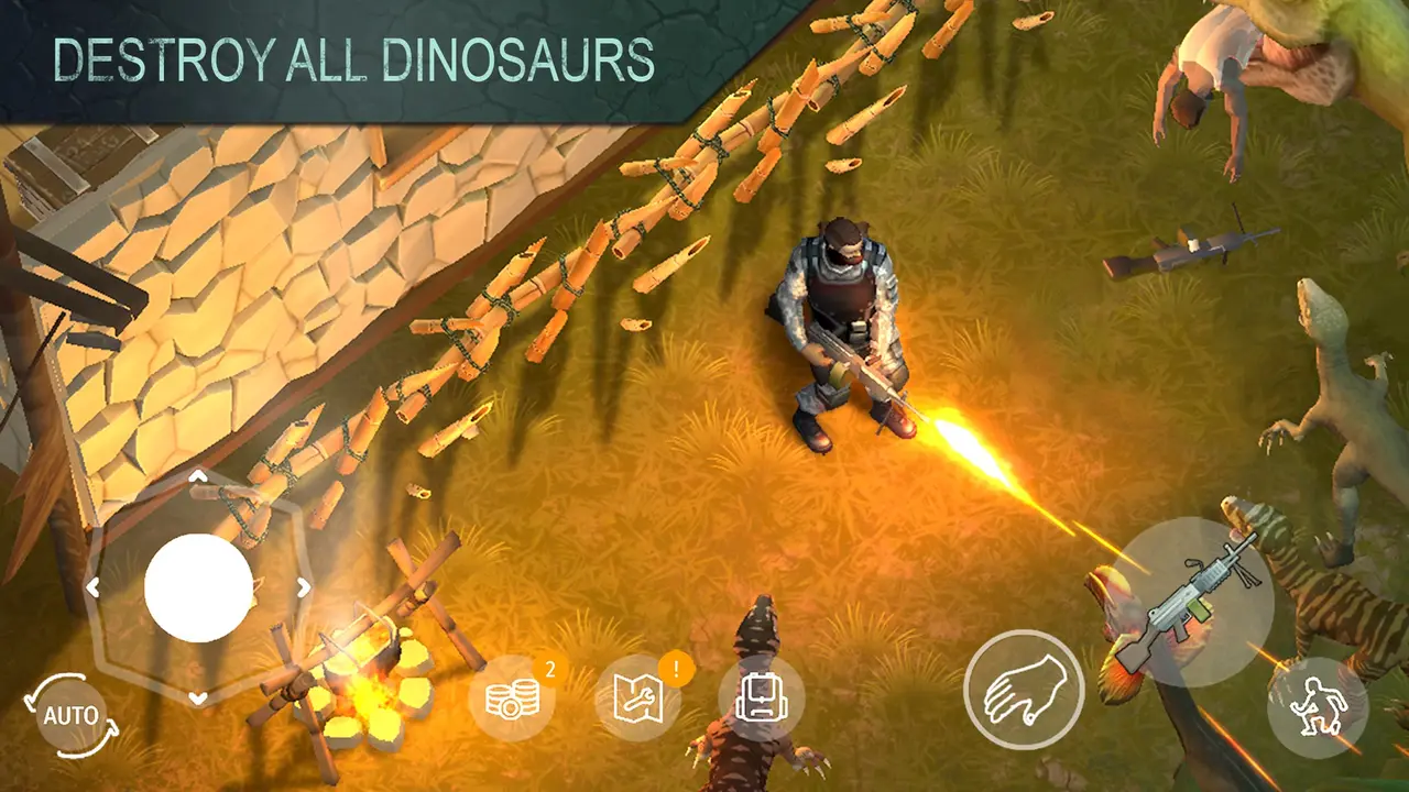 Fighting dinosaurs in Jurassic Survival