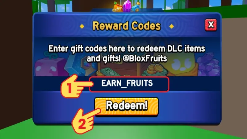 Enter and redeem Blox Fruit code
