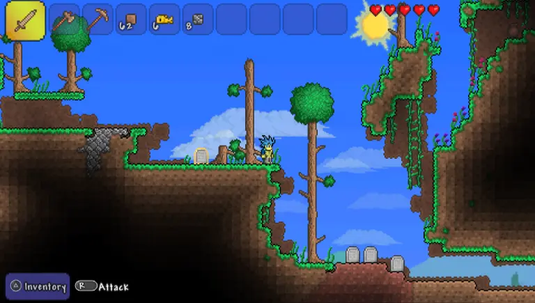 Terraria 2D world full of hidden depth