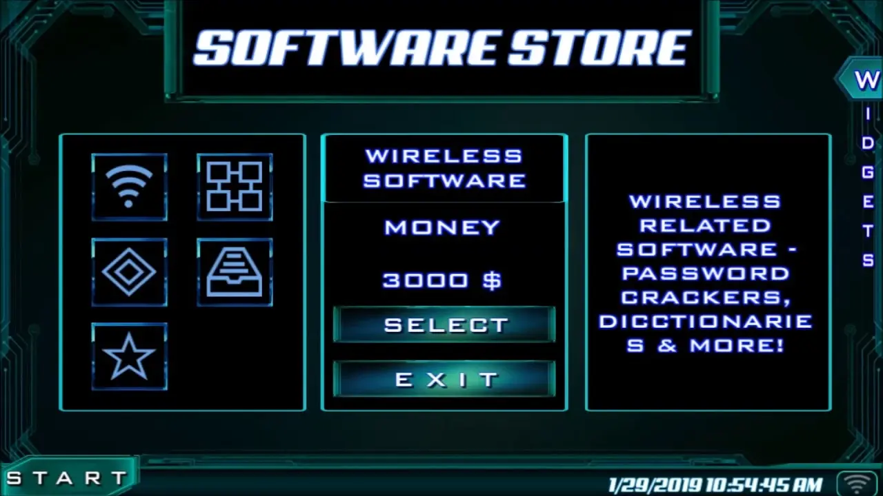 Hacking interface in The Lonely Hacker game