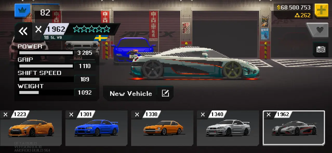 Tuning interface in APEX Racer MOD APK