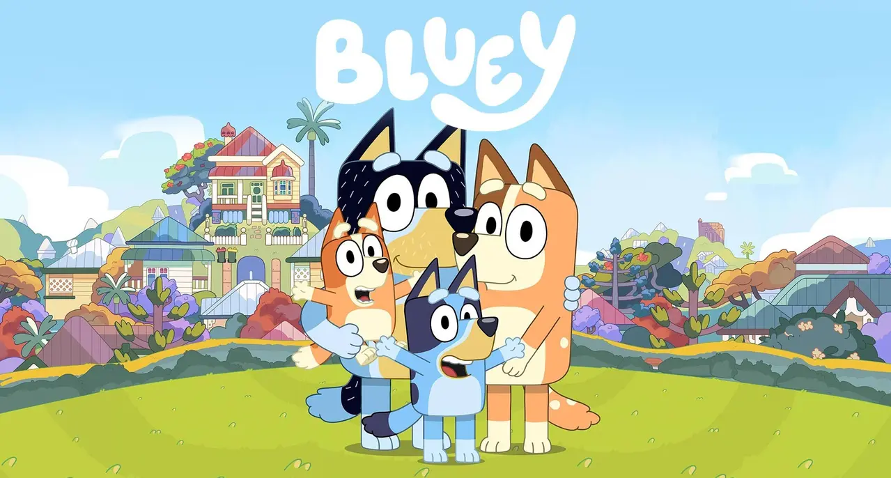 Bluey characters interacting in game environment