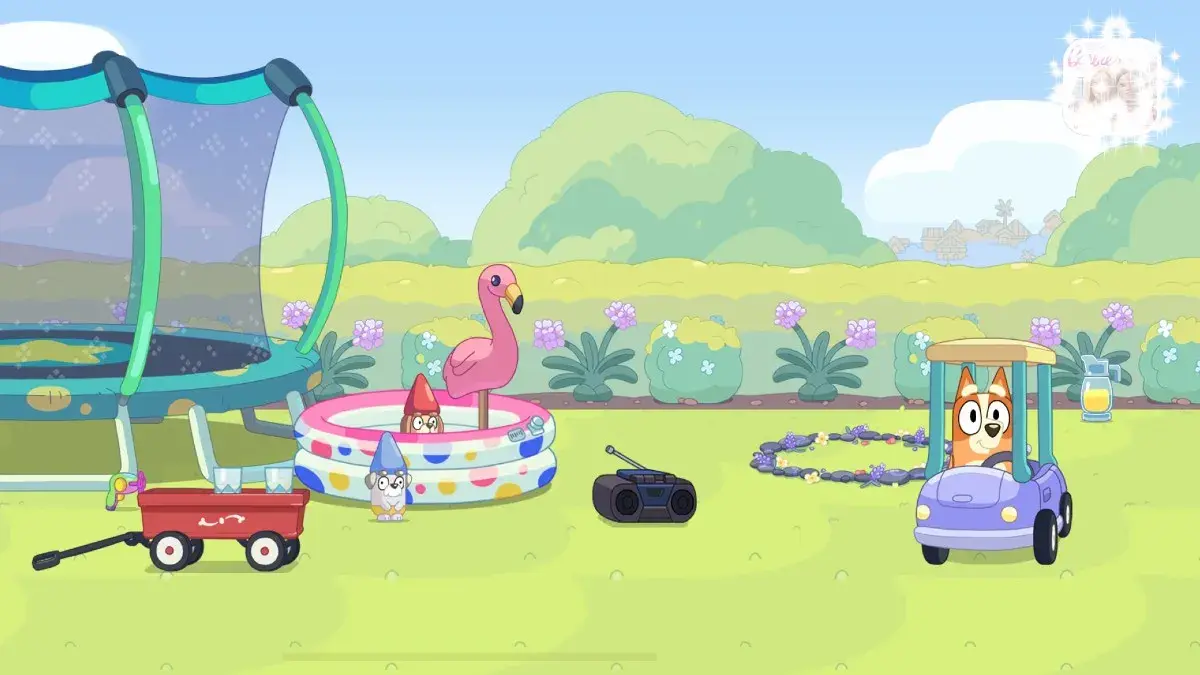 Bluey Lets Play backyard sandbox area