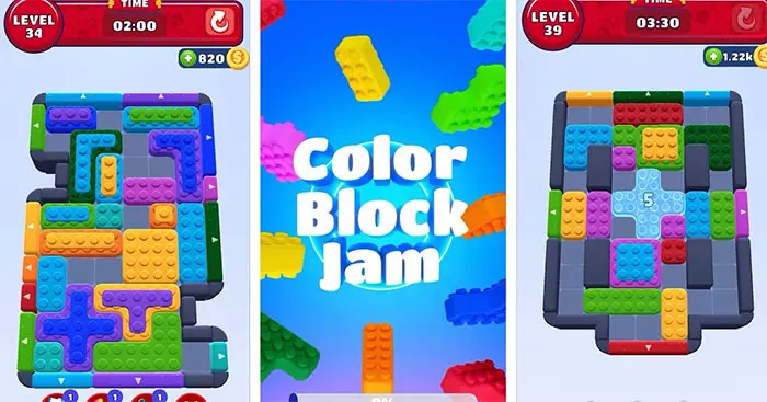 Color Block Jam gameplay with colorful blocks