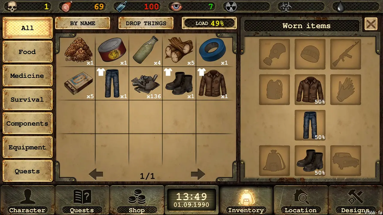 Crafting and resource management in Day R Premium