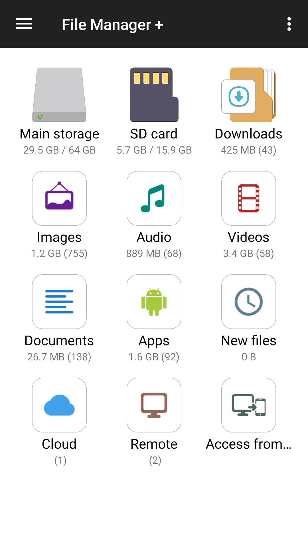 Giao diện File Manager APK trên Android