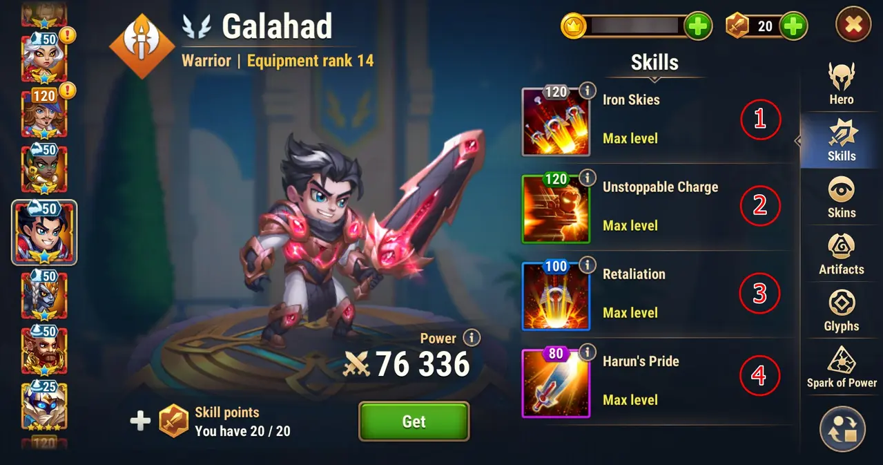 Hero roster screen in Hero Wars Alliance