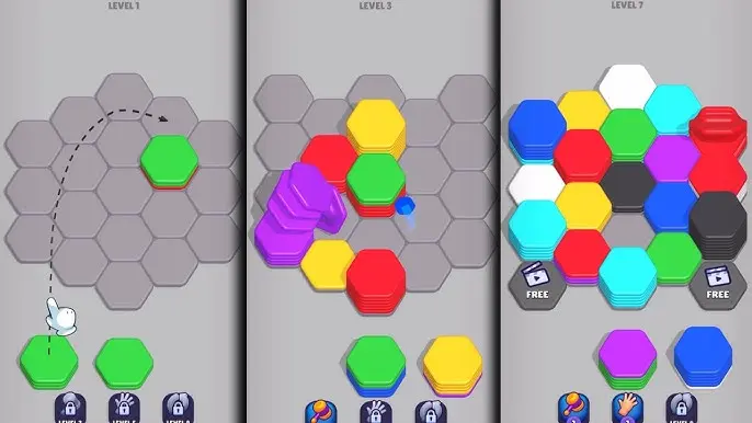 Hexa Sort MOD APK gameplay interface