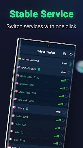Danh sách server trong MATE VPN APK