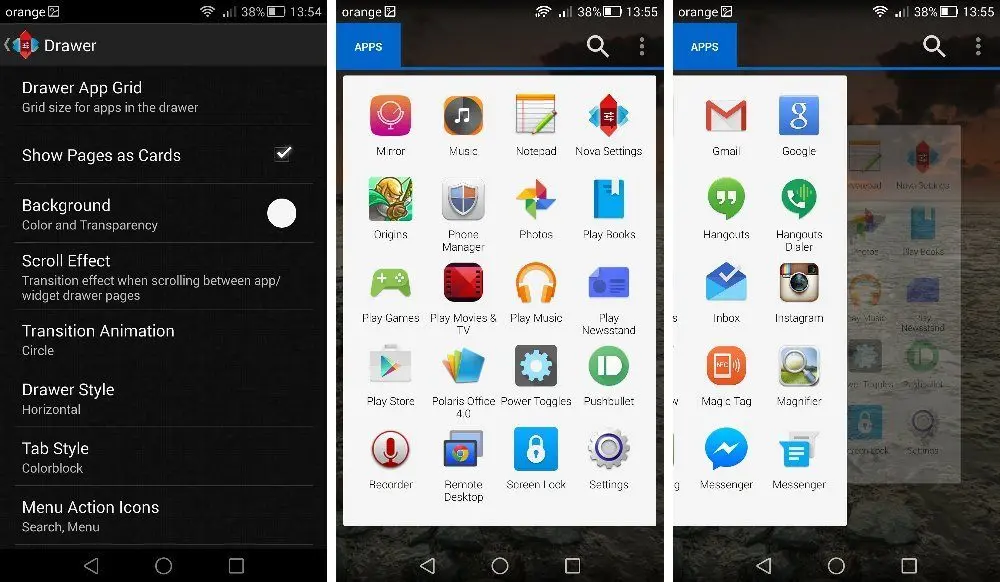 Nova Launcher advanced customization settings