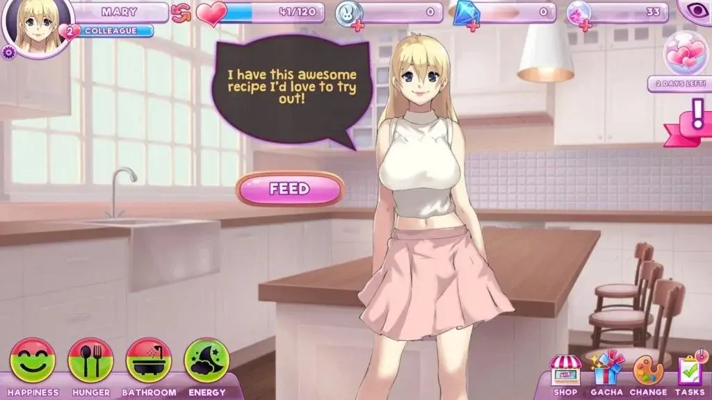 Main interface of Pocket Waifu MOD APK
