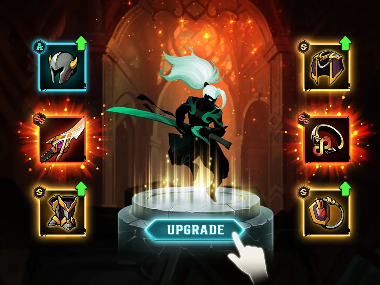 Character upgrade system in Shadow War Idle RPG Survival MOD APK