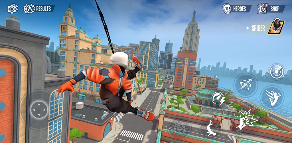 Open world city map in Spider Fighter 3