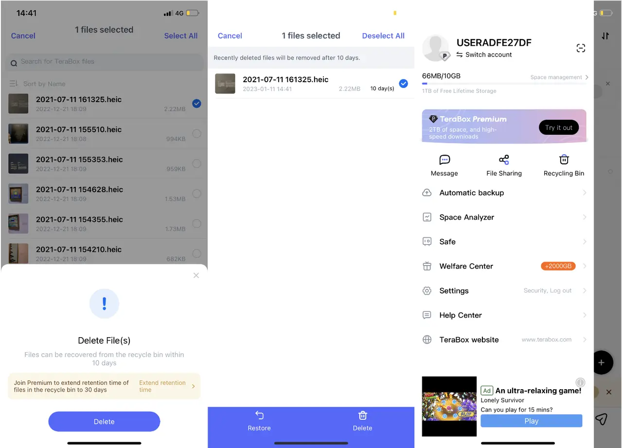 TeraBox interface on Android device