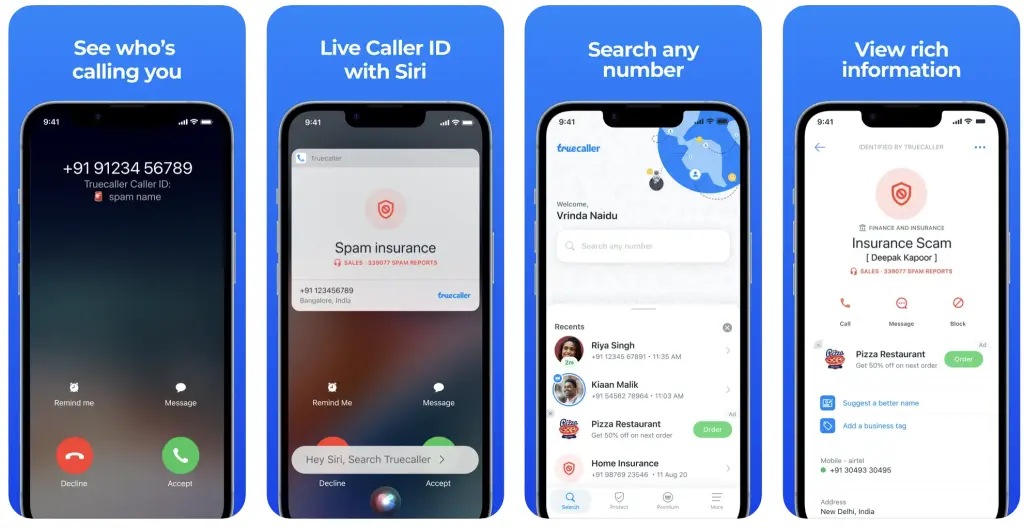 Truecaller MOD APK caller ID interface