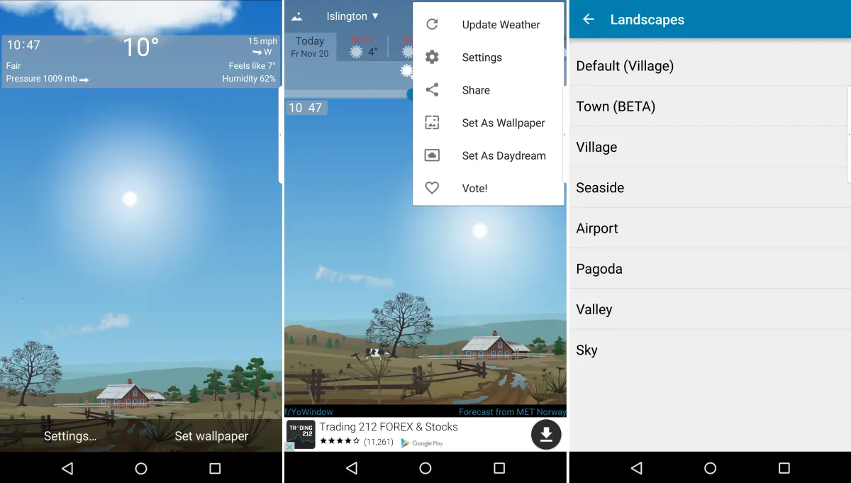 Installing YoWindow Weather APK on Android device