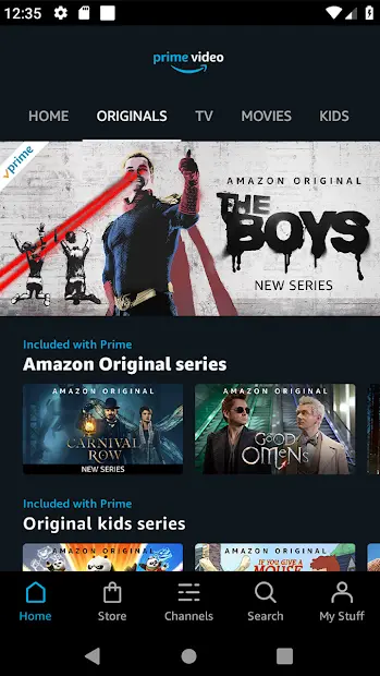 Amazon Prime Video interface on Android
