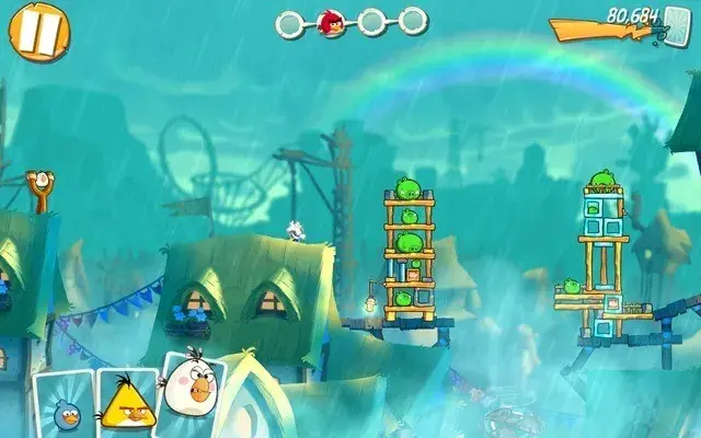 Angry Birds 2 gameplay destroying pig structures