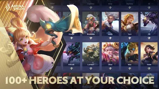 Arena of Valor hero selection screen