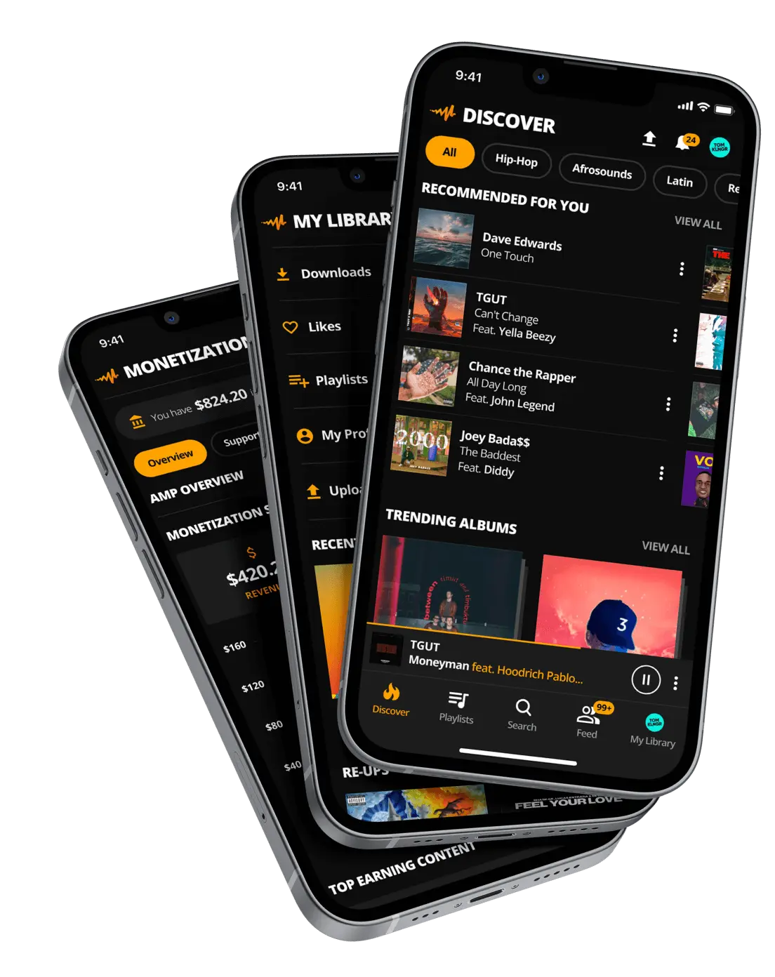 Audiomack music app interface on Android
