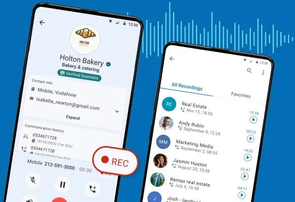 Call recording feature inside CallApp application