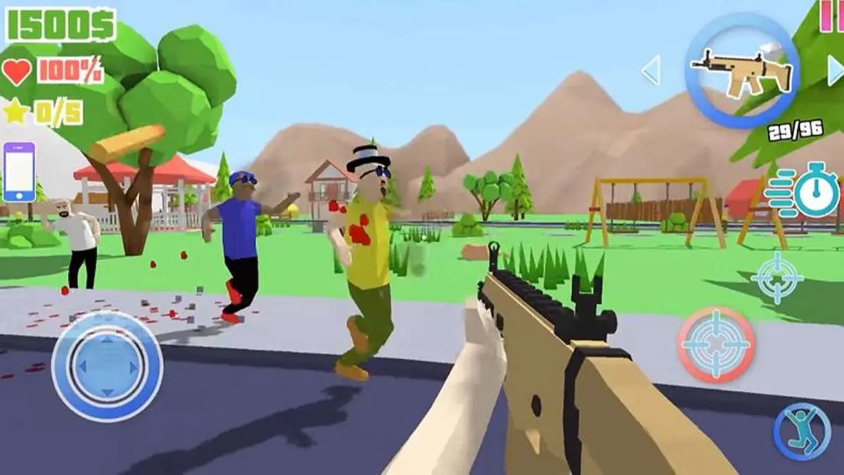 Open world city in Dude Theft Wars sandbox game