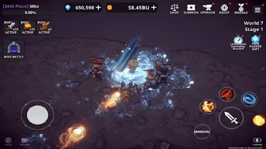 Dungeon Knight APK gameplay fighting monsters inside a dungeon