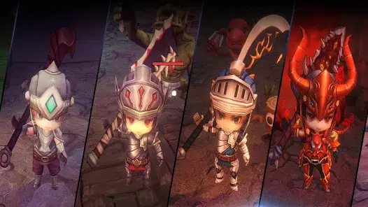 Dungeon Knight APK character with upgraded equipment