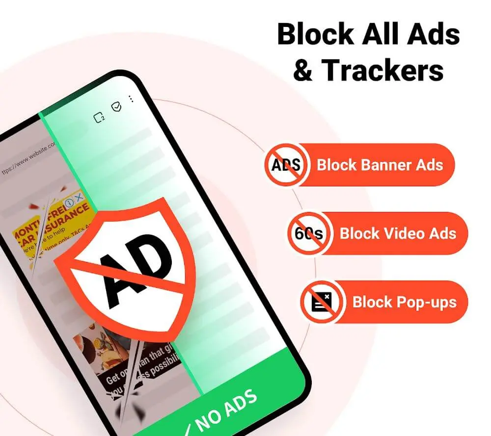 Clean interface of FAB Adblocker Browser