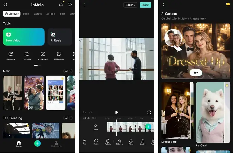 InMelo video editing interface