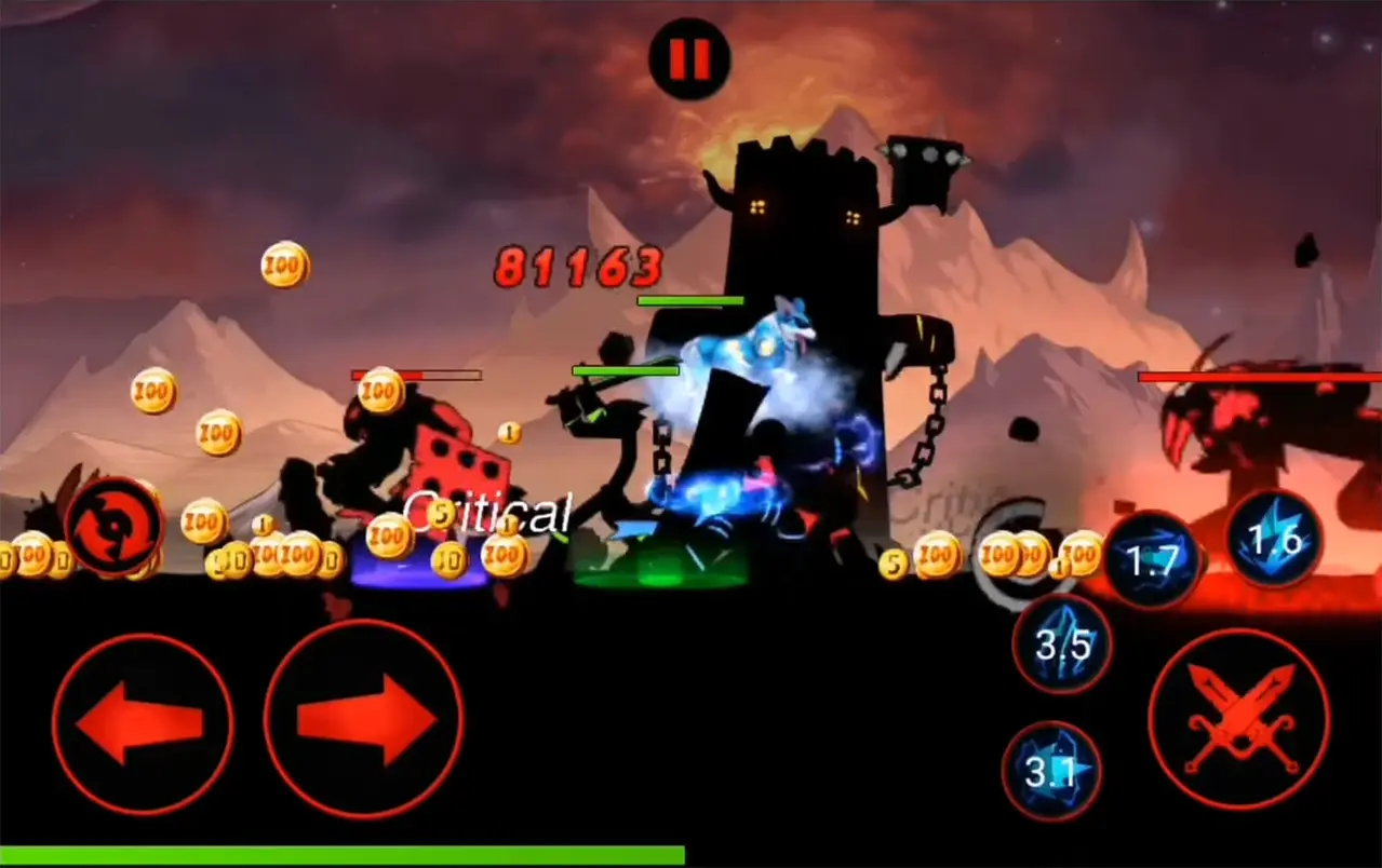 League of Stickman gameplay battle scene