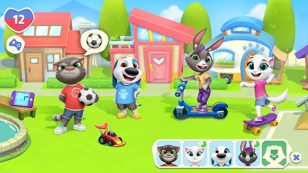 My Talking Tom Friends 2 gameplay with multiple characters