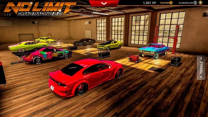 Garage xe trong No Limit Drag Racing 2