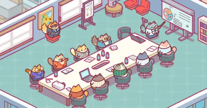 Office Cat Idle Tycoon Game gameplay interface