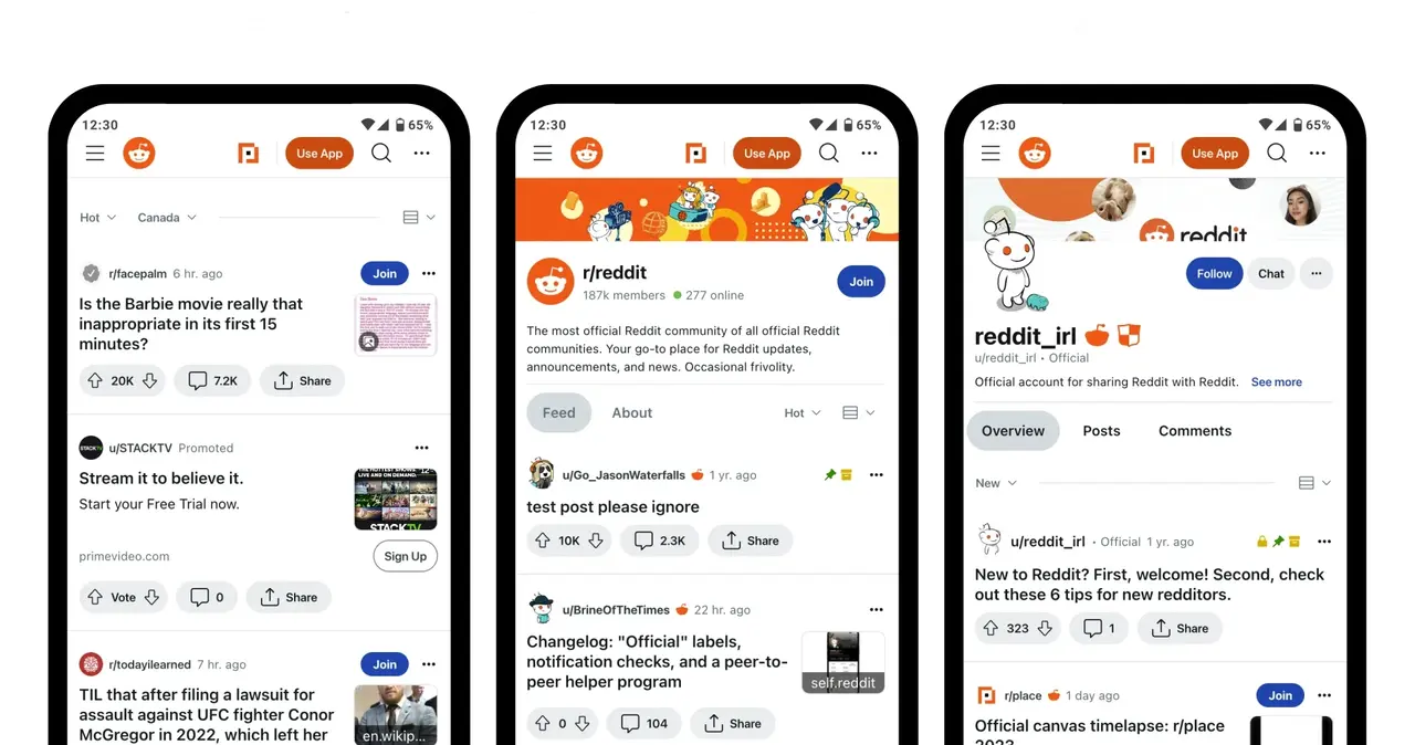 Reddit MOD APK home interface