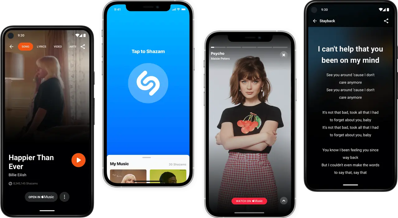 Shazam app interface for music recognition
