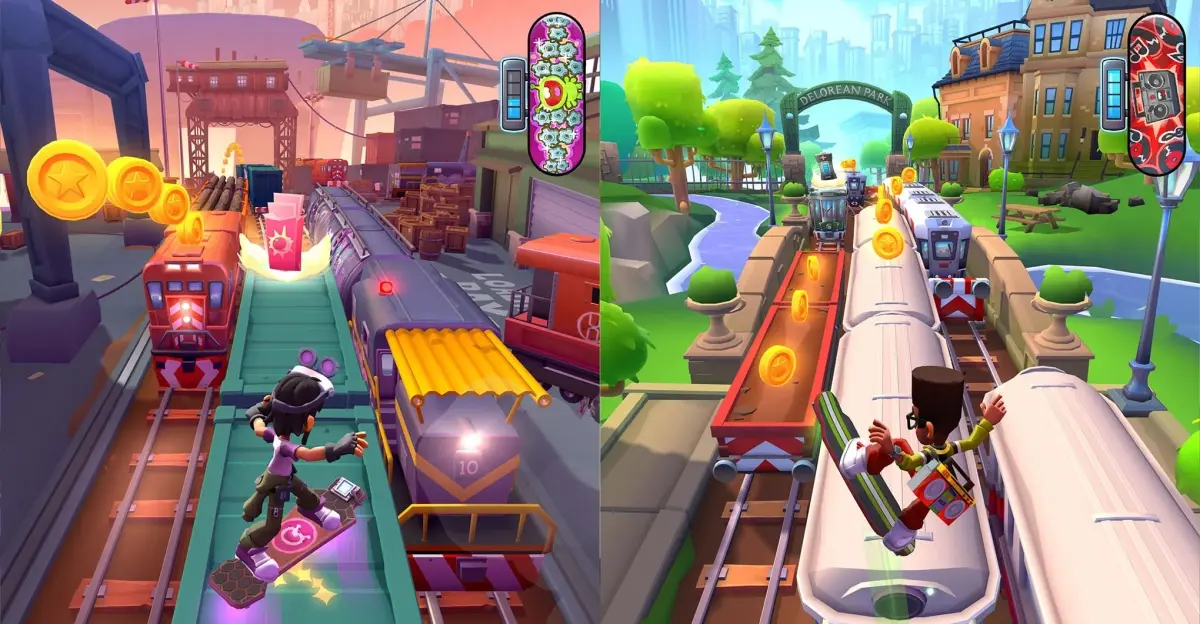 Subway Surfers City gameplay on subway tracks