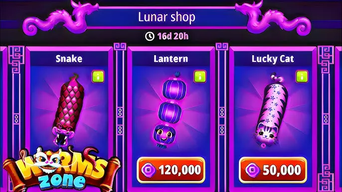 Different worm skins in Worms Zone io game