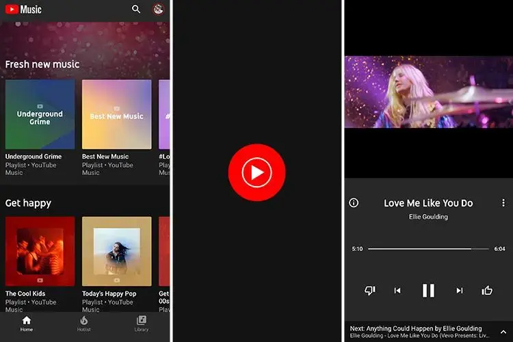 YouTube Music player interface