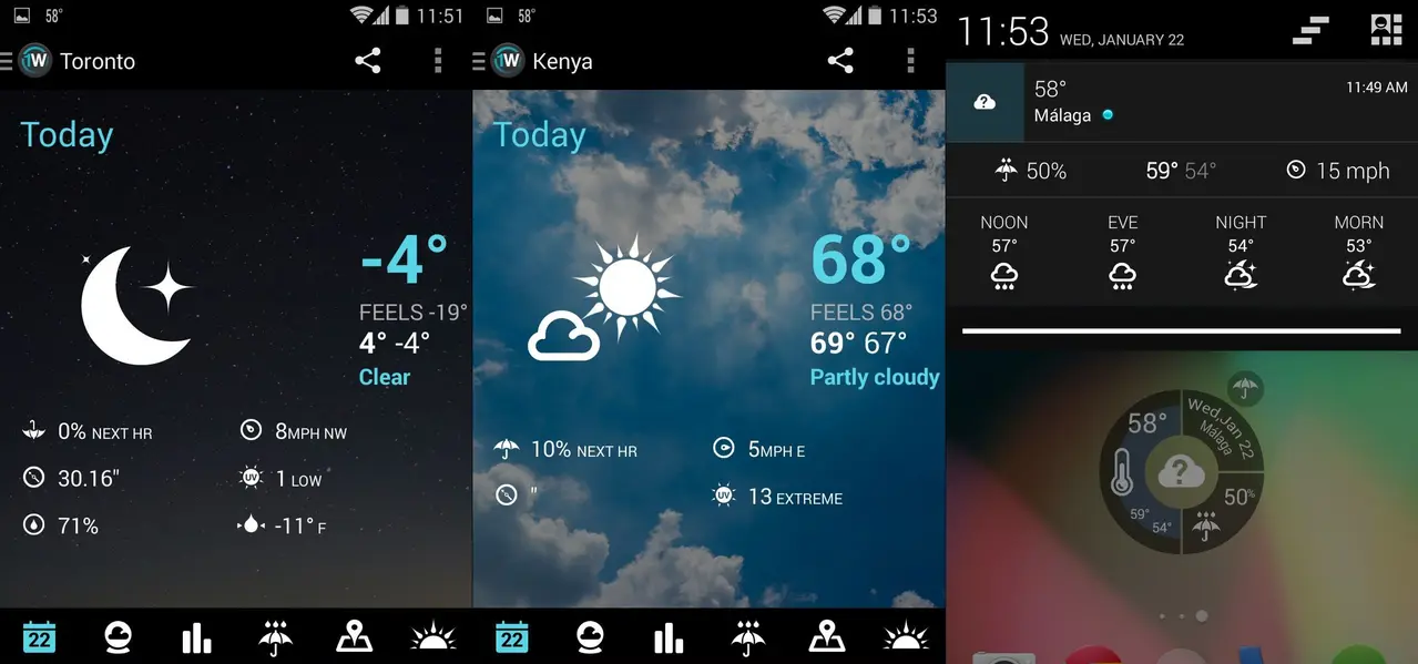 1Weather MOD APK interface