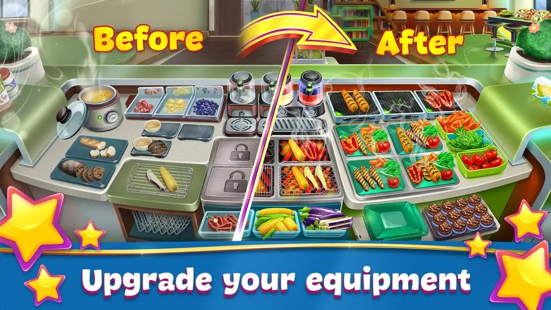 Cooking Fever MOD APK upgrade system