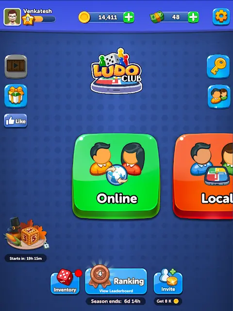 Ludo Club interface